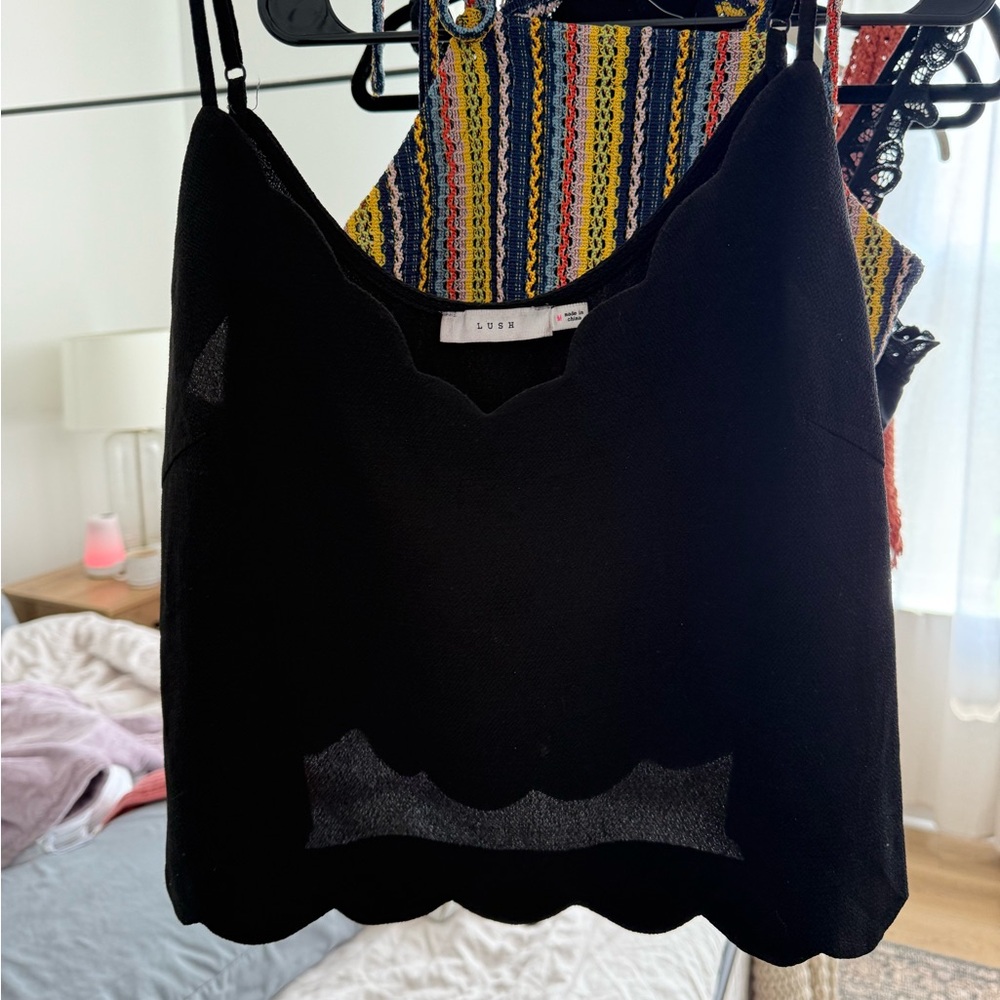 Lush Black Crop Cut Out Camisole